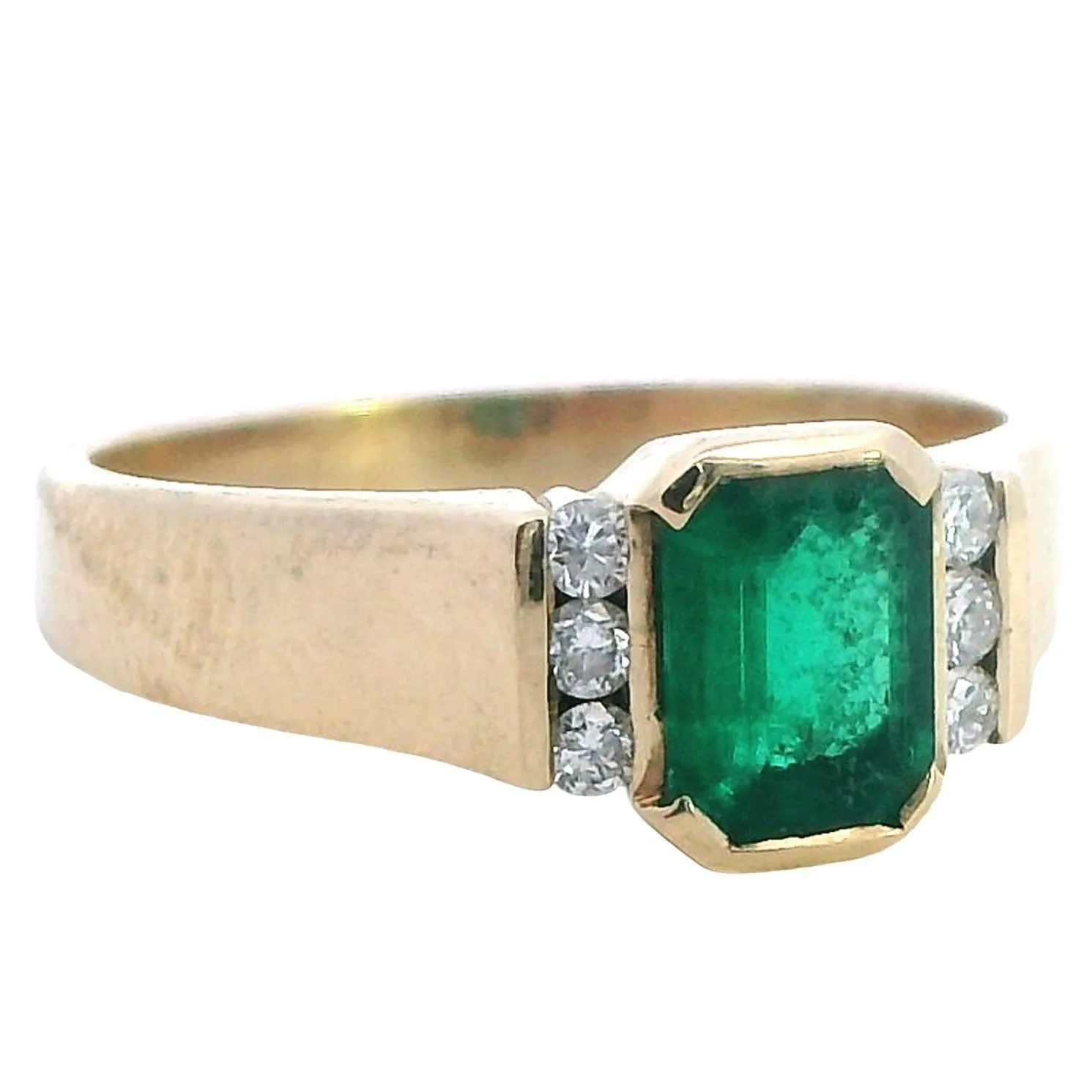 Emerald and Diamond 9ct Yellow Gold Ring
