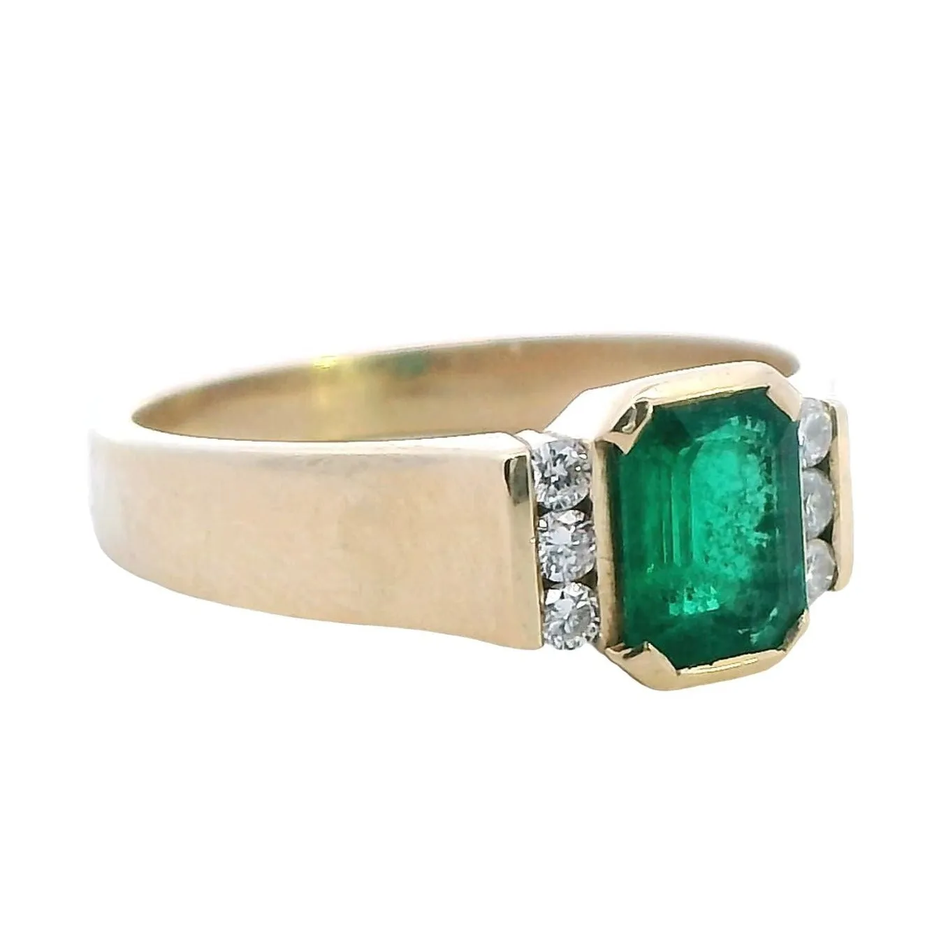 Emerald and Diamond 9ct Yellow Gold Ring