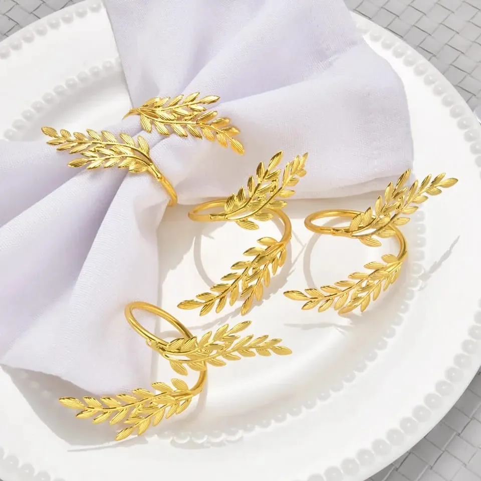 Napkin Holder Rings-Wheat leaves(Golden)